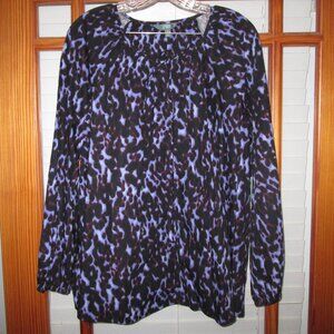Tie Front Blouse Top Lavender Fleur Terra & Sky Plus Sizes 0X-4X NEW 100% Cotton